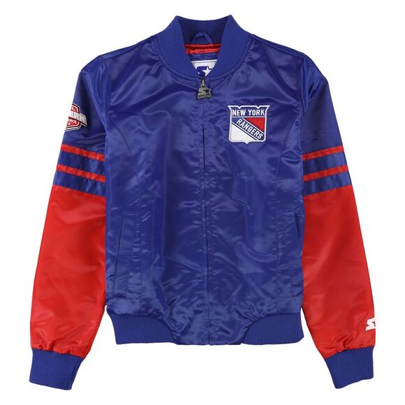 STARTER Womens New York Rangers Bomber Jacket Blue NWT